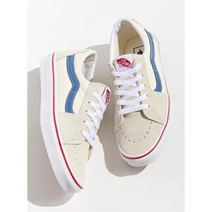 Vans Cream White Blue & Red Lace Up Sk8-Lo Sneaker Womens 7 Mens 5.5